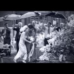 sposi pioggia bianco nero