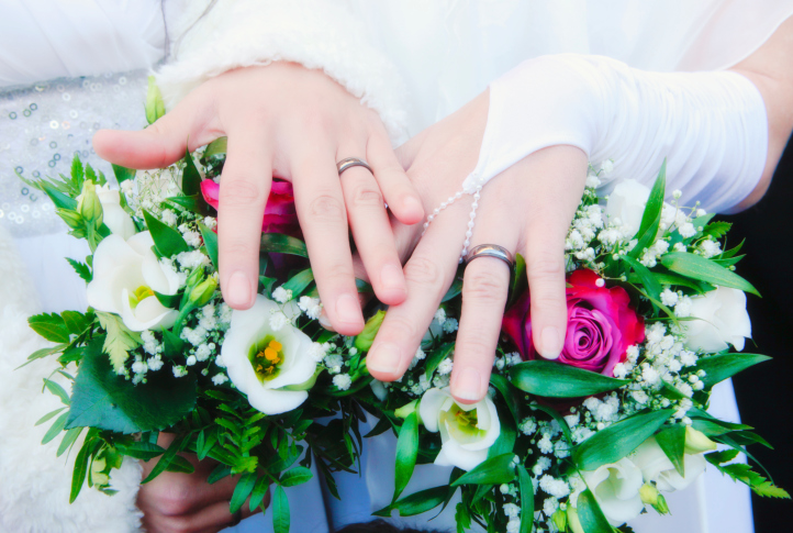 Lesbian Wedding - Newlywed Women Showing their Rings
