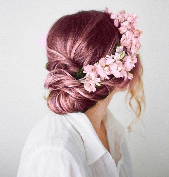 capelli rosa pastello da sposa